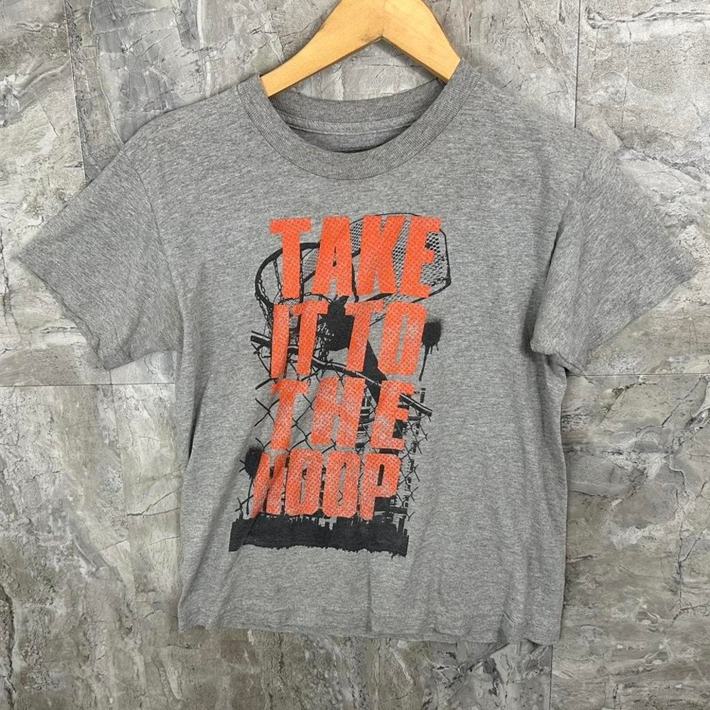 Grey and orange cotton Tek Gear basketball tee Kids Medium